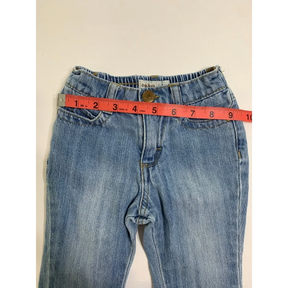Oshkosh B'gosh Baby Girls Denim Jeans Elastic Waist Flower Accent Size 18 Months